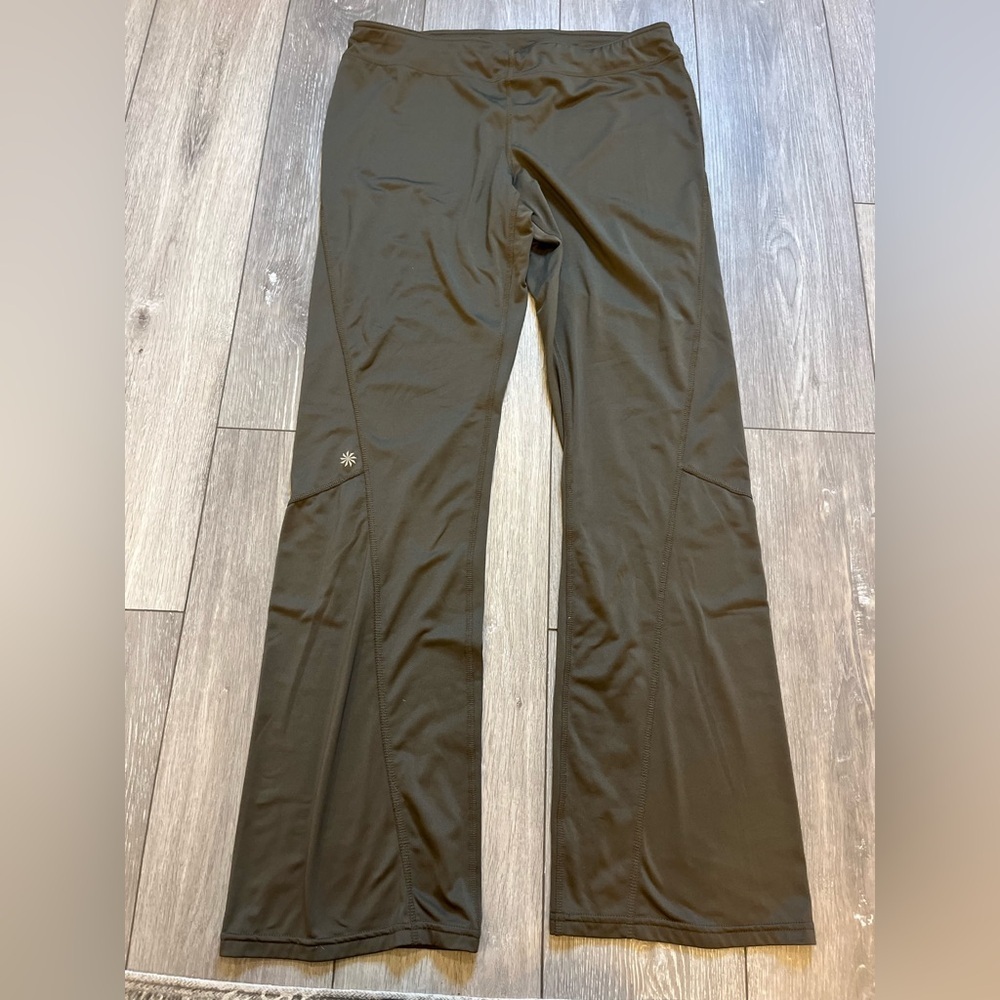 Athleta Olive Green Flare Light Fleece Lined Leggings Size XLT